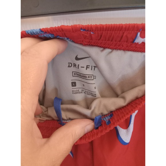 Nike Girls Dri-Fit Tempo Allover Swoosh Print Running Shorts Lined Large Look - Picture 6 of 8